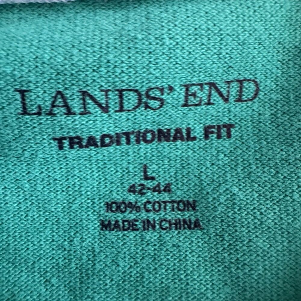 Vintage Lands End Polo Men L Turquoise Blue Made In USA Short Sleeve Shirt Faded - Picture 8 of 14